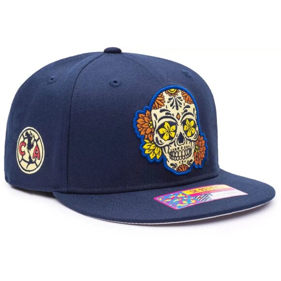 Fan Ink Liga MX Club America Day of the Dead Sugarskull Sugar Skull CA Hat Cap - Picture 1 of 5